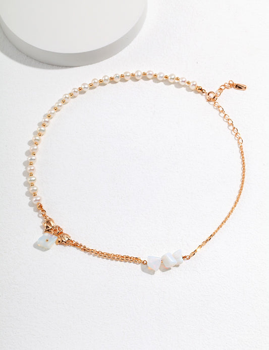 Pearl Necklace with Opal