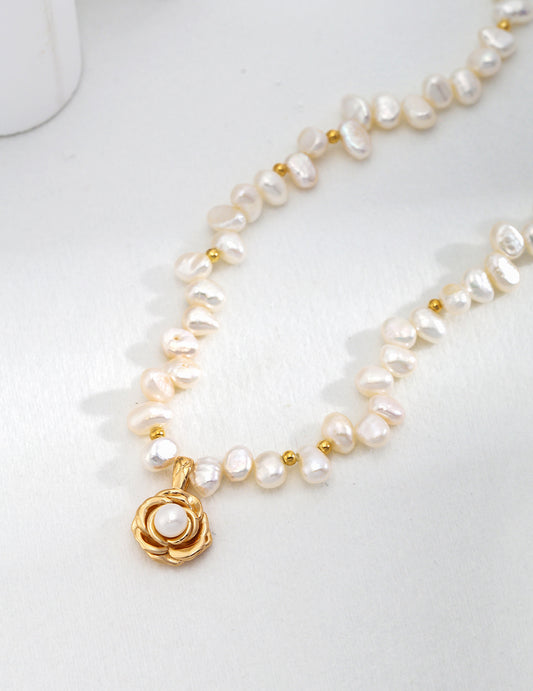 Sterling Silver Camellia Flower Necklace